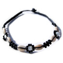 Seestern Halskette Modeschmuck aus Kauri Muscheln & geflochtenem Halsband/116 Schwarz_ 1 Stueck