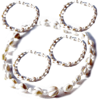 Seestern Halskette Modeschmuck aus Kauri Muscheln & Muschelperlen /117 Weiss_ 5 Stueck