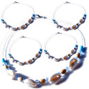 Seestern Halskette Modeschmuck aus Kauri Muscheln & Nylonperlen/119 Tuerkis_ 5 Stueck