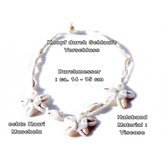 Seestern Halskette Modeschmuck aus Kauri Muscheln & geflochtenem Halsband/120 Diverse_ 5 Stueck