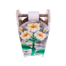 SEESTERN Toilettenpapier Holz Korb/Halter Frangipani Blüten handbemalt Höhe 45 cm /1949