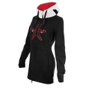 SEESTERN Damen Kapuzen Fleecejacke 2WegeZipper Fleecemantel Fleece Sweatj.XS-4XL /1826.bk_rd_wt Schwarz XS