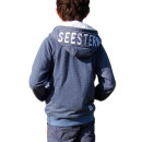 SEESTERN Jungen Kapuzen Sweat Jacke Kapuzen Pullover Hoody Sweater 92-152 /1903_bl_wt Blau melange 146 - 152
