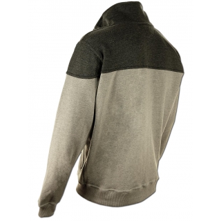 SEESTERN Herren Stehkragen Sweat Shirt Jacke Pullover Zip Hoody Sweater Gr.S-XXL /1748 Beige melange - Dunkelgrau S