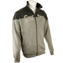 SEESTERN Herren Stehkragen Sweat Shirt Jacke Pullover Zip Hoody Sweater Gr.S-XXL /1748 Beige melange - Dunkelgrau S