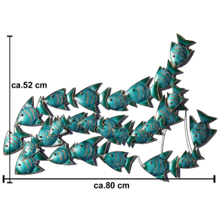 SEESTERN Fischschwarm Metall Wand Deko Verzierung Hnge Wand Dekoration 80cm /1809.petrol