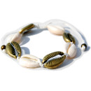 SEESTERN Kauri Muschel Armband / Armbänder Surfer Shell Bracelet /2008 Weiß_Bronze_3 Stueck