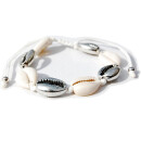 SEESTERN Kauri Muschel Armband / Armbänder Surfer Shell Bracelet /2009 Weiß_Silber_3 Stueck