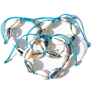 SEESTERN Kauri Muschel Armband / Armbänder Surfer Shell Bracelet /2010 Tuerkis_3 Stueck
