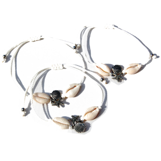 SEESTERN Kauri Muschel Armband / Armbänder Surfer Shell Bracelet /2011 Weiß_3 Stueck