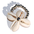 Seestern Muschel Ring Modeschmuck aus Kauri Muscheln Surfer Shell /2001.wt Weiß-Silber_1 Stueck