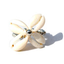 Seestern Muschel Ring Modeschmuck aus Kauri Muscheln Surfer Shell /2001.wt Weiß-Silber_1 Stueck