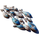SEESTERN Fischschwarm Metall / Holz Wand Deko Verzierung Hänge Wand Dekoration 69cm /2002
