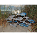 SEESTERN Fischschwarm Metall / Holz Wand Deko Verzierung Hänge Wand Dekoration 69cm /2002