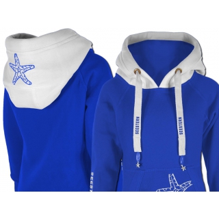 SEESTERN Kinder Langes Kapuzen Sweat Shirt Pullover Hoody Sweater Gr.116-164 /1805 Royal Blau_Wei 110 - 116