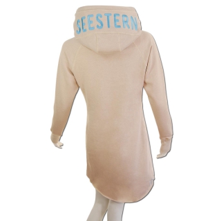 SEESTERN Damen Langes Kapuzen Sweat Shirt Pullover Hoody Sweater Gr.XS-3XL /1525 Creme_Hellblau XL