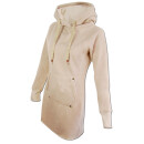 SEESTERN Damen Langes Kapuzen Sweat Shirt Pullover Hoody Sweater Gr.XS-3XL /1525 Creme_Altweiß 2XL