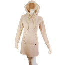 SEESTERN Damen Langes Kapuzen Sweat Shirt Pullover Hoody Sweater Gr.XS-3XL /1525 Creme_Altweiß 2XL