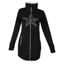 SEESTERN Damen Fleecejacke mit Stehkragen 2WegeZipper Fleecemantel Fleece XS-4XL /1628 Schwarz_Weiß L