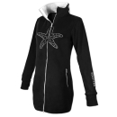 SEESTERN Damen Fleecejacke mit Stehkragen 2WegeZipper Fleecemantel Fleece XS-4XL /1628 Schwarz_Weiß L