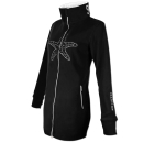 SEESTERN Damen Fleecejacke mit Stehkragen 2WegeZipper Fleecemantel Fleece XS-4XL /1628 Schwarz_Weiß L