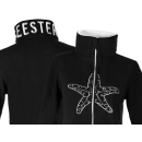 SEESTERN Damen Fleecejacke mit Stehkragen 2WegeZipper Fleecemantel Fleece XS-4XL /1628 Schwarz_Weiß L