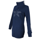 SEESTERN Damen Fleecejacke mit Stehkragen 2WegeZipper Fleecemantel Fleece XS-4XL /1628 Navy_Weiß 2XL