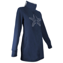 SEESTERN Damen Fleecejacke mit Stehkragen 2WegeZipper Fleecemantel Fleece XS-4XL /1628 Navy_Weiß 2XL