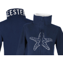 SEESTERN Damen Fleecejacke mit Stehkragen 2WegeZipper Fleecemantel Fleece XS-4XL /1628 Navy_Weiß 2XL