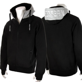 SEESTERN Herren Kapuzen Sweat Shirt Jacke Pullover Zip Hoody Sweater Gr.XS-L /1442 Schwarz_Grau S