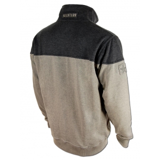 SEESTERN Herren Stehkragen Sweat Shirt Jacke Pullover Zip Hoody Sweater Gr.S-XXL /1747 Beige melange - Dunkelgrau XL