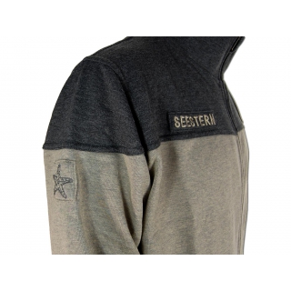SEESTERN Herren Stehkragen Sweat Shirt Jacke Pullover Zip Hoody Sweater Gr.S-XXL /1747 Beige melange - Dunkelgrau XL