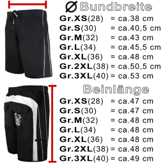 SEESTERN Herren Boardshorts Badeshorts mit Gummizug hinten& Eingrifftaschen Gr.L(34) mittellang 49cm /1844