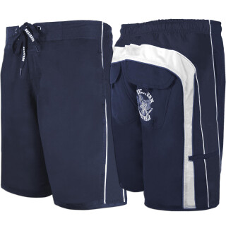 SEESTERN Herren Boardshorts Badeshorts mit Gummizug hinten& Eingrifftaschen Gr.L(34) mittellang 49cm /1844 Blau L