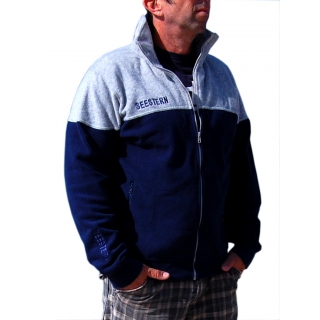 SEESTERN Herren Fleece Jacke mit Stehkragen Pullover Sweater Gr.S-XXL /2149 Blau-Grau L