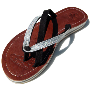 SEESTERN Damen Leder Zehentrenner Zehensandale Zehensteg Sandalen in Größe 36-44 /2121 Schwarz EUR 42