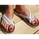 SEESTERN Damen Leder Zehentrenner Zehensandale Zehensteg Sandalen in Größe 36-44 /2121 Weiß EUR 43
