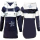 SEESTERN Kinder Langes Kapuzen Sweat Shirt Pullover Hoody Sweater Gr.116-164 /2105 Navy_Weiß 146 - 152