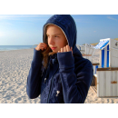 SEESTERN Damen Kapuzen Fleecejacke 2WegeZipper Fleecemantel Fleece Sweatj.XS-4XL /2126.Navy_Grau S