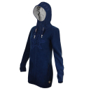 SEESTERN Damen Kapuzen Fleecejacke 2WegeZipper Fleecemantel Fleece Sweatj.XS-4XL /2126.Navy_Grau S