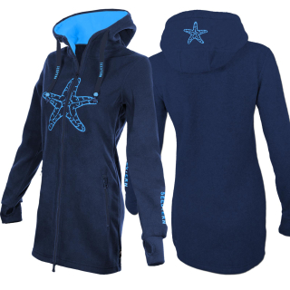 SEESTERN Damen Kapuzen Fleecejacke 2WegeZipper Fleecemantel Fleece Sweatj.XS-4XL /2126.Navy_lb 3XL