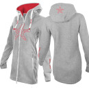 SEESTERN Damen Kapuzen Fleecejacke 2WegeZipper Fleecemantel Fleece Sweatj.XS-4XL /2126.Grau_Rot XS