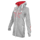 SEESTERN Damen Kapuzen Fleecejacke 2WegeZipper Fleecemantel Fleece Sweatj.XS-4XL /2126.Grau_Rot XS