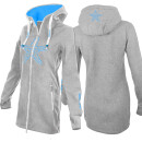 SEESTERN Damen Kapuzen Fleecejacke 2WegeZipper Fleecemantel Fleece Sweatj.XS-4XL /2126.Grau_lb 4XL