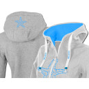 SEESTERN Damen Kapuzen Fleecejacke 2WegeZipper Fleecemantel Fleece Sweatj.XS-4XL /2126.Grau_lb 4XL