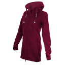 SEESTERN Damen Kapuzen Fleecejacke 2WegeZipper Fleecemantel Fleece Sweatj.XS-4XL /2126.Bordeaux L