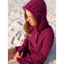 SEESTERN Damen Kapuzen Fleecejacke 2WegeZipper Fleecemantel Fleece Sweatj.XS-4XL /2126.Bordeaux L
