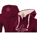 SEESTERN Damen Kapuzen Fleecejacke 2WegeZipper Fleecemantel Fleece Sweatj.XS-4XL /2126.Bordeaux_cm M