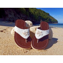 SEESTERN Damen Leder Zehentrenner Zehensandale Zehensteg Sandalen in Größe 36-44 /2229 Weiß EUR 42