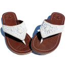 SEESTERN Damen Leder Zehentrenner Zehensandale Zehensteg Sandalen in Größe 36-44 /2228 Weiß EUR 36